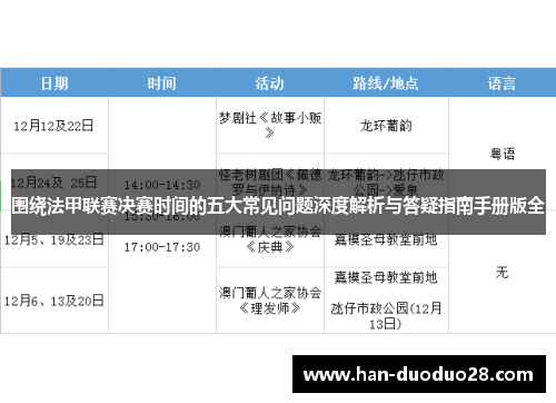 围绕法甲联赛决赛时间的五大常见问题深度解析与答疑指南手册版全